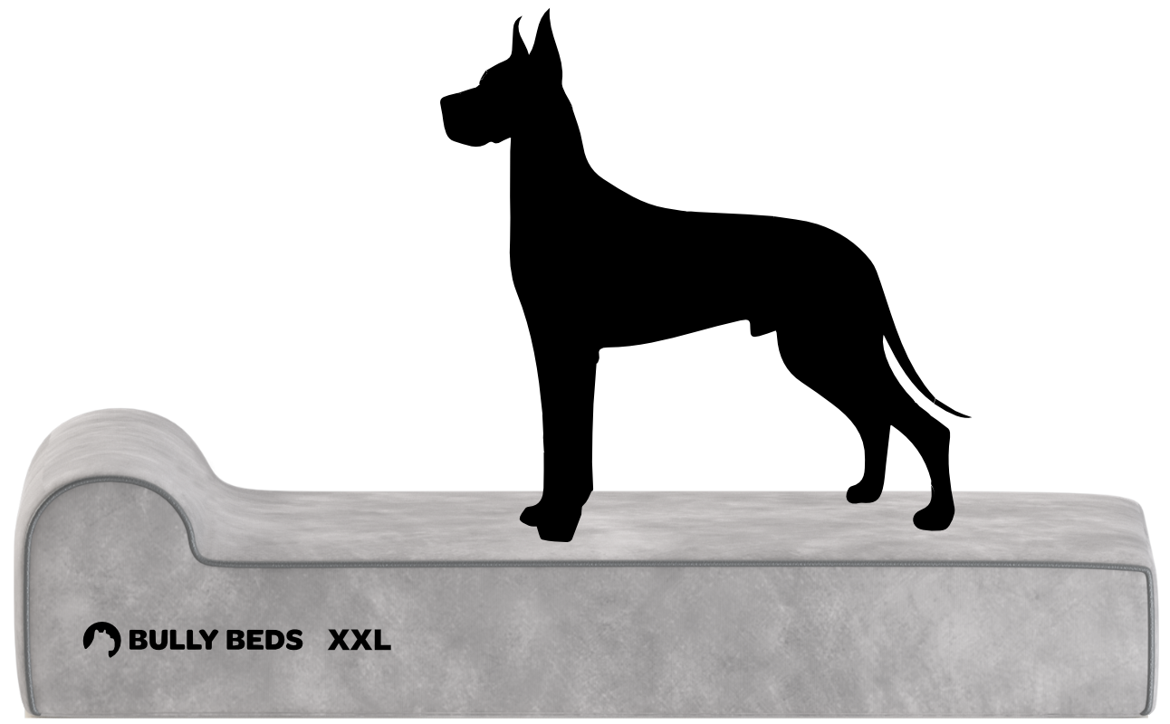 Bully Bed XXL extra extra large. Populaire rassen voor deze grootte zijn onder andere: Duitse Dog, Grote
Engelse Matsiff, Ierse Wolfshond, Tosa Inu